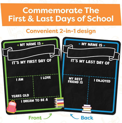 📸 Double-Sided First & Last Day Chalkboard Sign – Reusable School Photo Prop