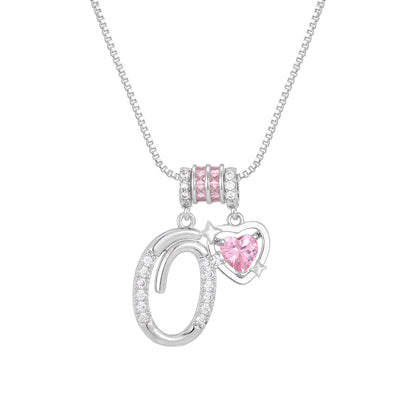 🌸 Dainty 3-Layer Initial Necklace – Silver-Plated Choker with Blush Pink CZ Charm