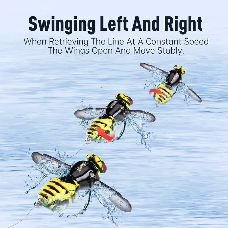 🐝 Bionic Wasp Crawl Bait - Topwater Micro Fishing Lure with Acoustic Noise Steel Balls for Bass & Pike Professional Anglers