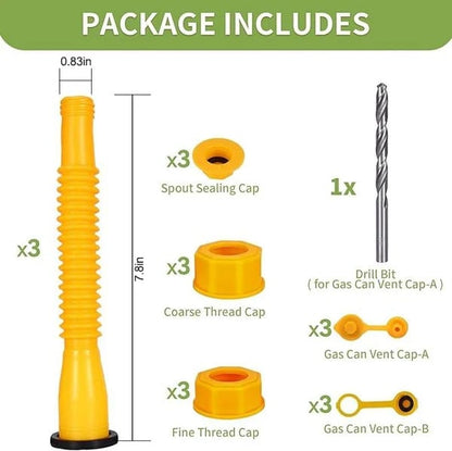 🔥 Universal Gas Can Spout Replacement Kit — Flexible Leak-Proof Nozzle, Fits 1–10 Gal Cans