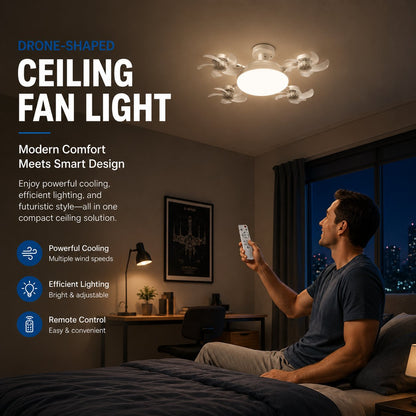 🚁 Drone-Shaped Ceiling Fan Light with Remote Control