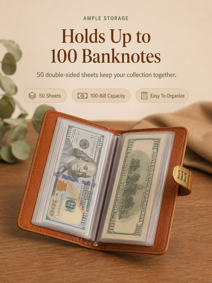 Locking Banknote Collection Booklet | Holds 100 Bills