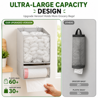 2-in-1 Plastic Bag Holder | Extra Large Kitchen Bag Organizer