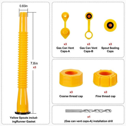 🔥 Universal Gas Can Spout Replacement Kit — Flexible Leak-Proof Nozzle, Fits 1–10 Gal Cans