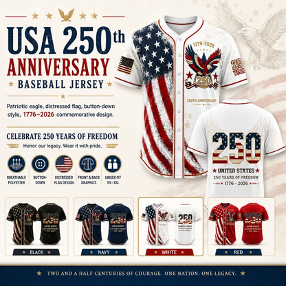 🚀 Men's USA 250th Anniversary Baseball Jersey