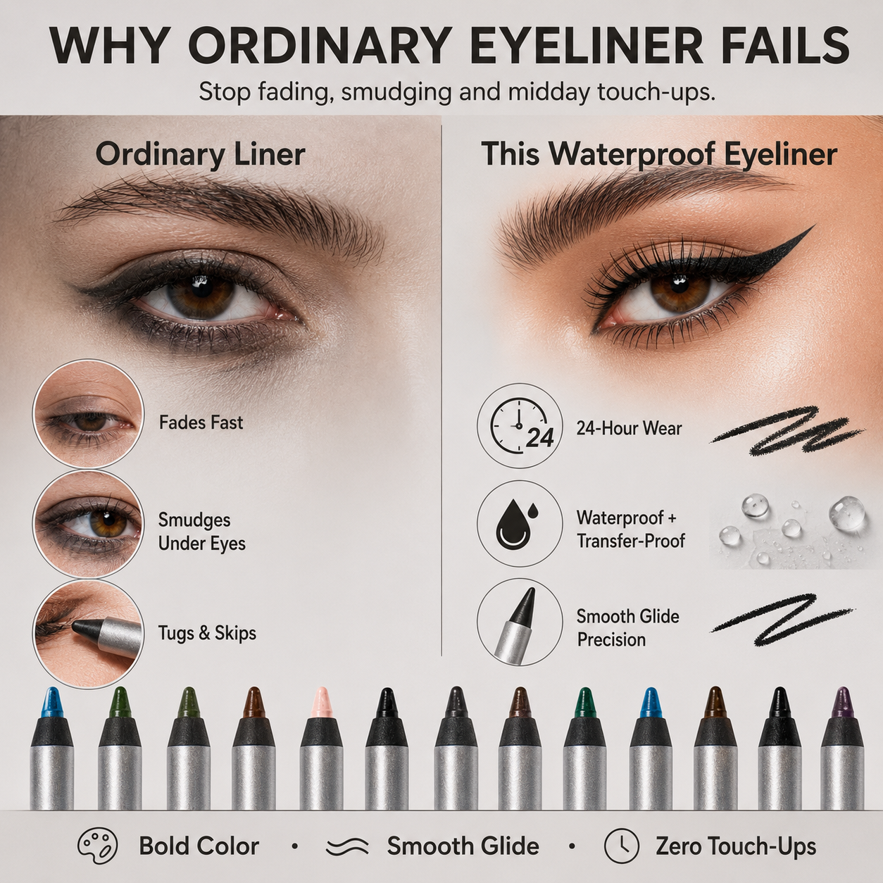 🔥Longwear Eyeliner – 24H Waterproof & Transfer-Proof