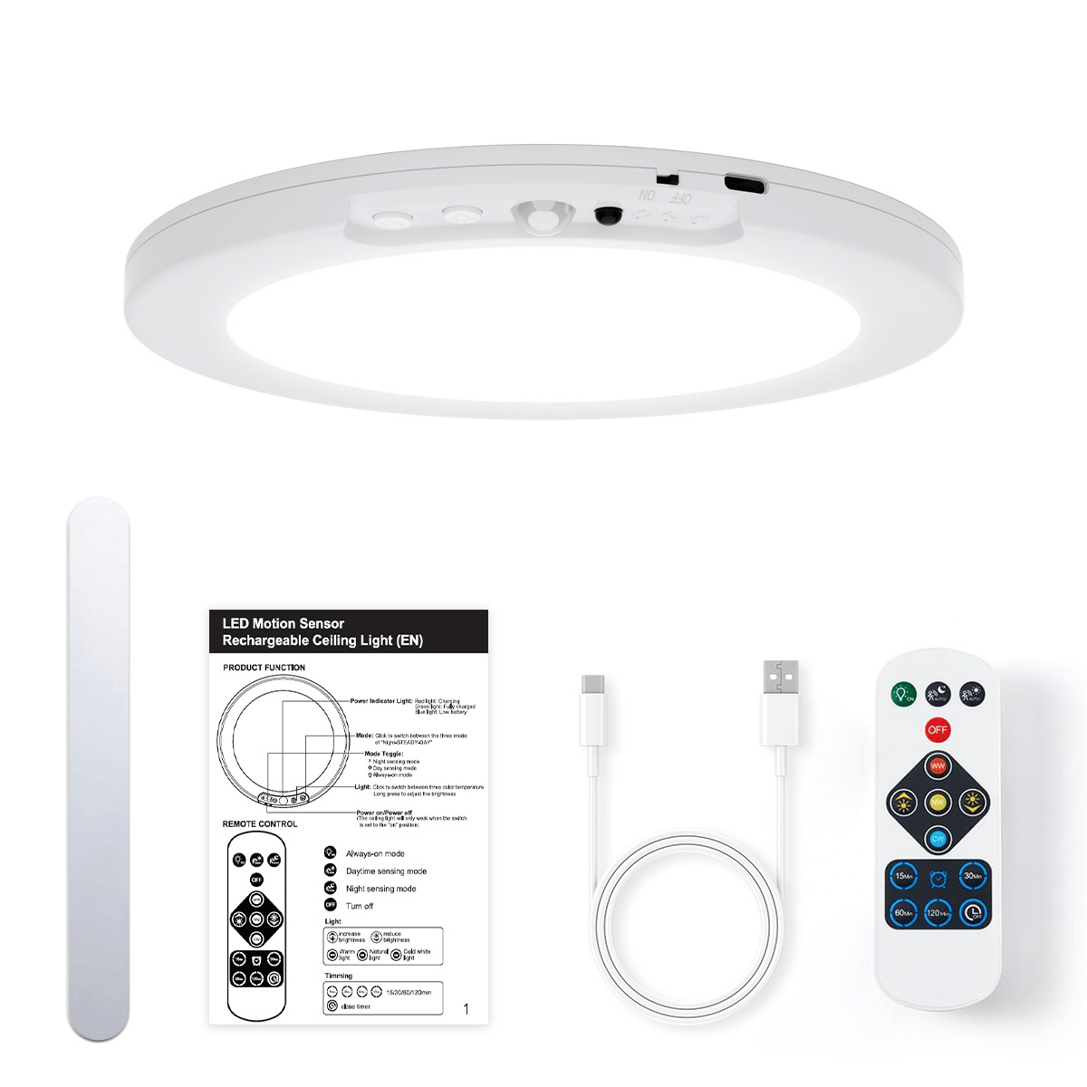 💡Rechargeable Motion Sensor LED Ceiling Light