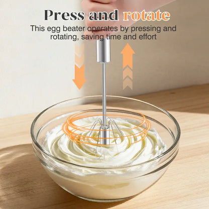 🥄✨ Stainless Steel Hand-Push Rotary Whisk – Effortless Mixing in Seconds!（2 PCS）