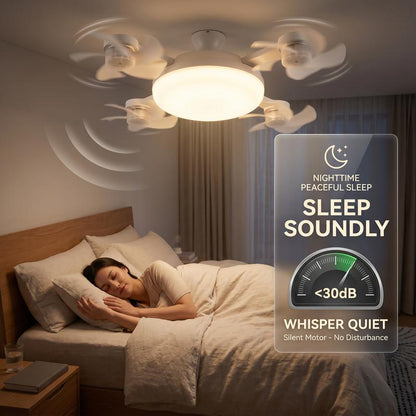 🌼Ceiling Fan Light with Remote, Silent LED Fan & Light 2-in-1 for Bedroom