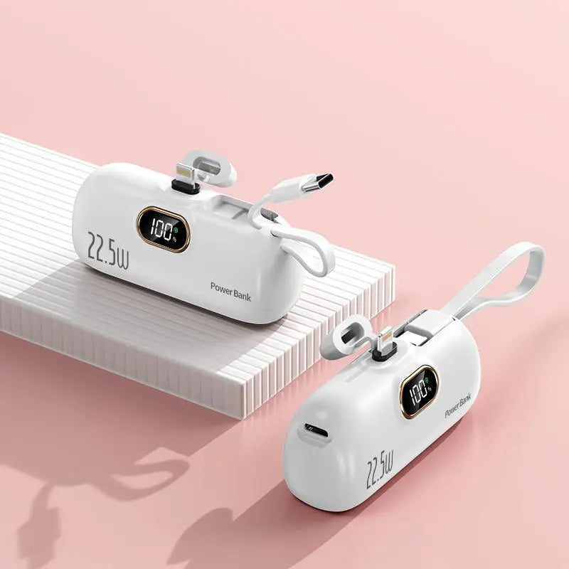 5000mAh Mini Fast-Charging Power Bank with Dual Ports & Digital Display