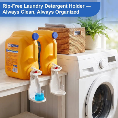 Laundry Detergent Dispenser Cup Holder | No-Drip, Easy Press, Built-In Tray