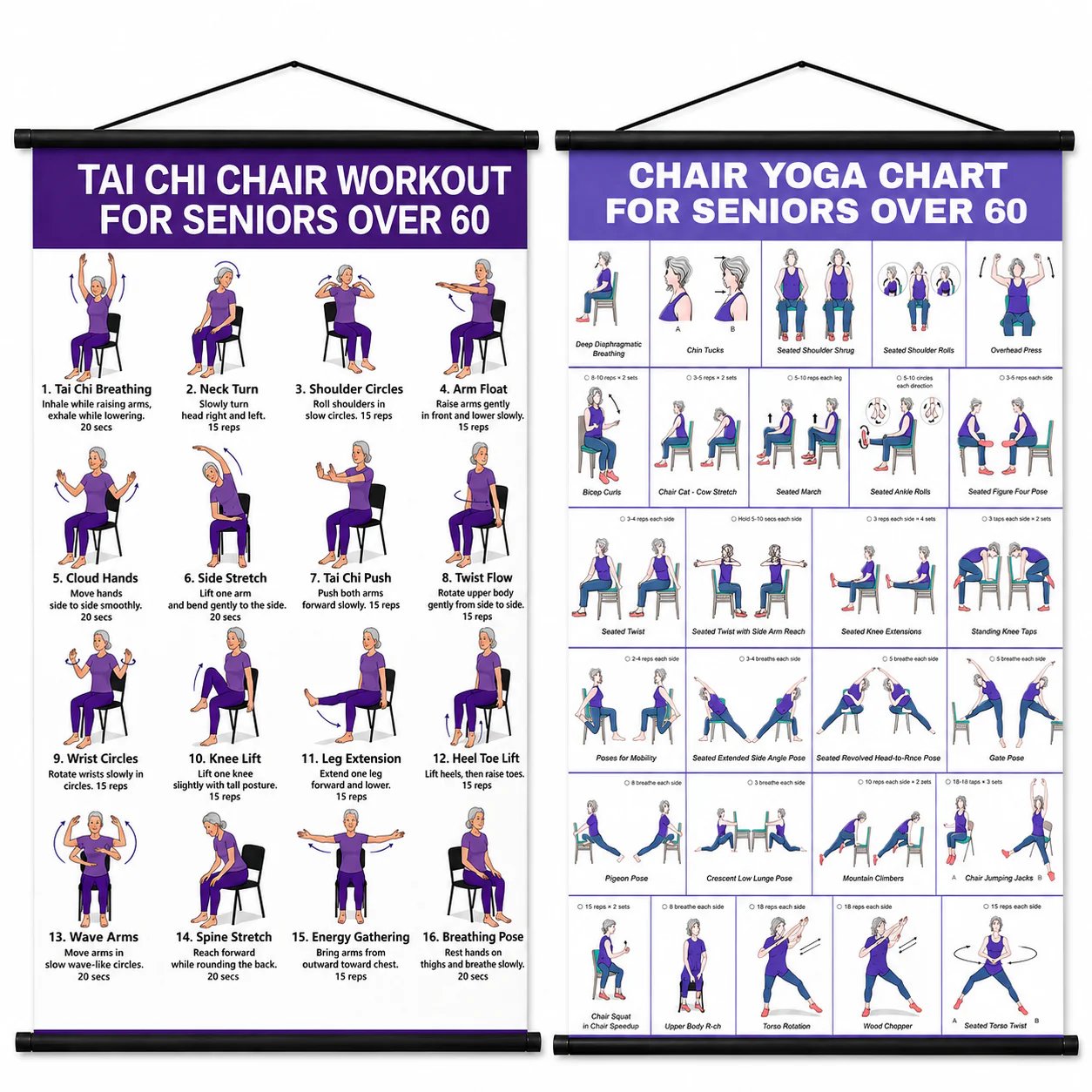 🔥LAST DAY 49% OFF🧘‍♀️☯Tai Chi Chair Workout Chart for Seniors (16 x 24 inches)