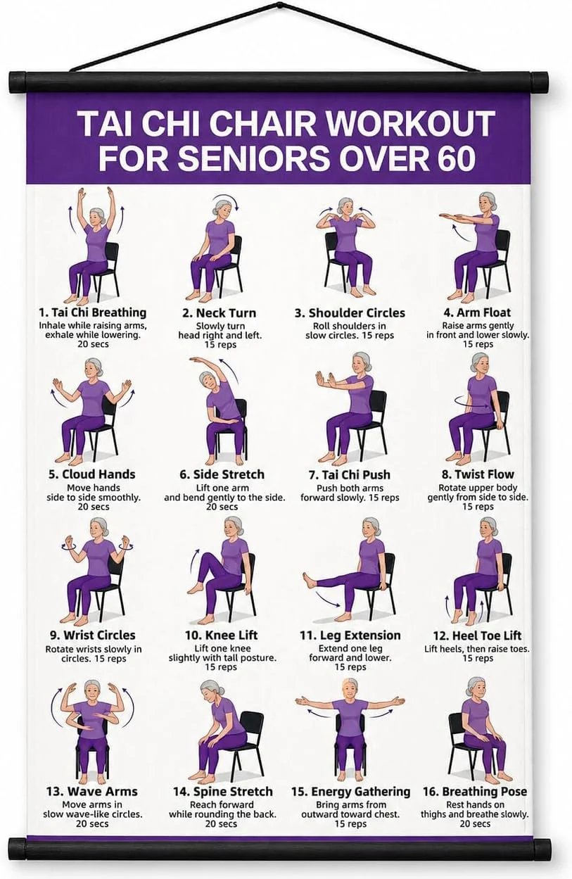 🔥LAST DAY 49% OFF🧘‍♀️☯Tai Chi Chair Workout Chart for Seniors (16 x 24 inches)