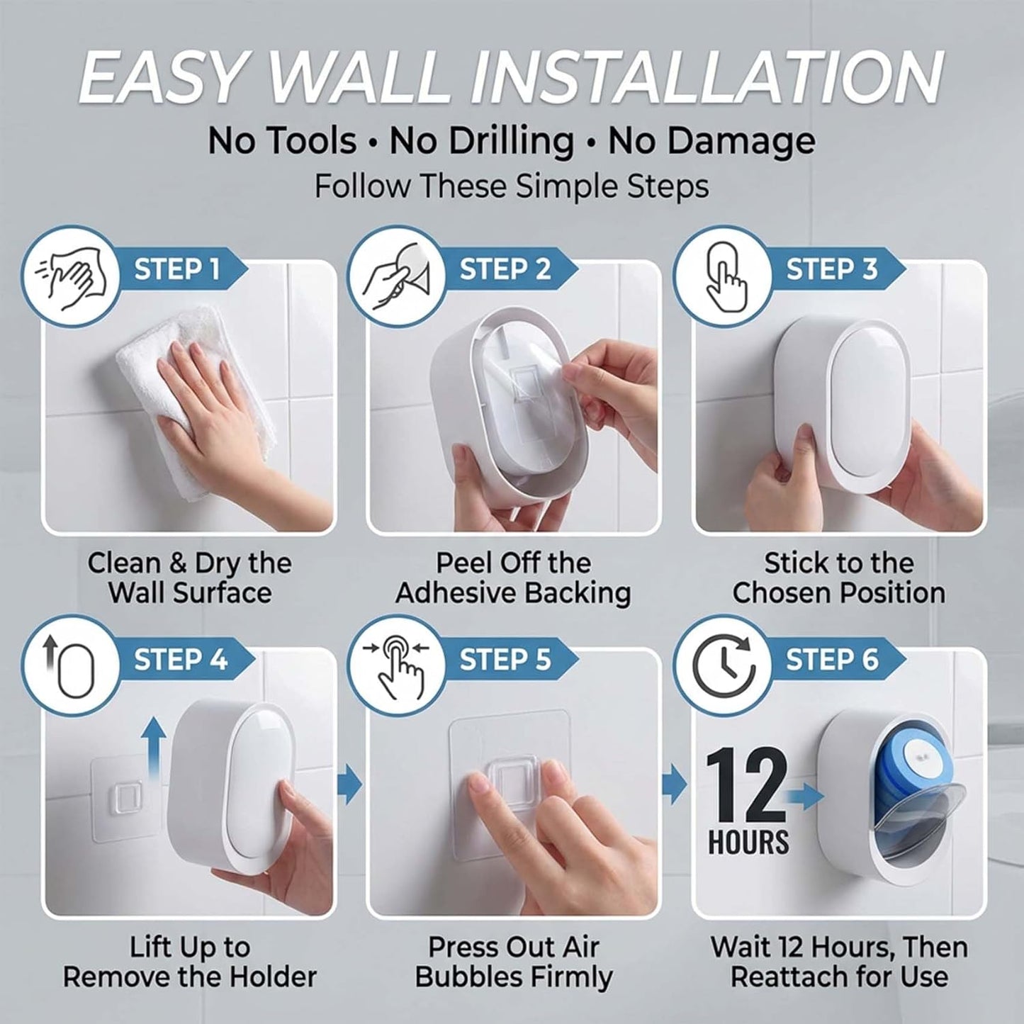 Disposable Toilet Brush Kit with 32 Refills – Wall-Mount Toilet Cleaning System
