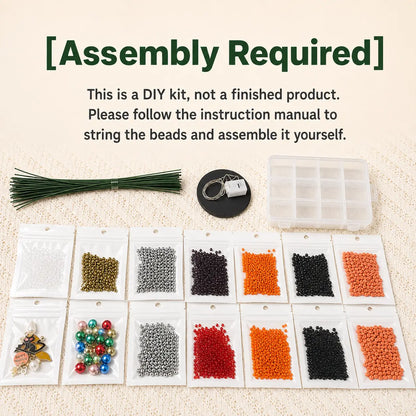 DIY Beaded Christmas Tree Kit, Crystal Craft Set with LED Lights & Angel Topper