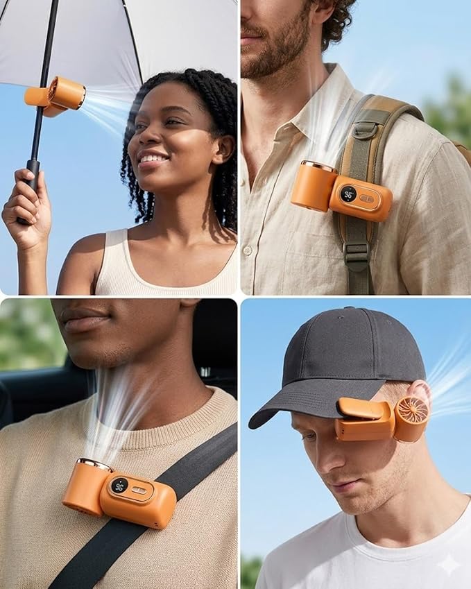 🌬️ Mini Portable Handheld Clip Fan – 3-in-1 Rechargeable 3000mAh Battery 🔋