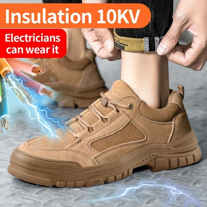 Electrician Safety Shoes 10kV Insulated Brown Wear-Resistant Plastic Toe Cap Work Boots