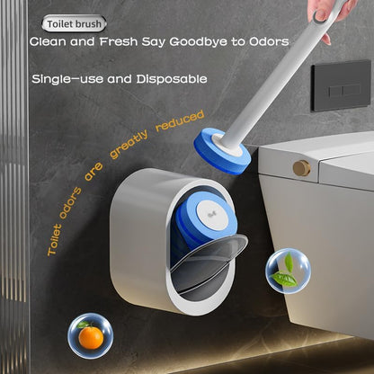 Disposable Toilet Brush Kit with 32 Refills – Wall-Mount Toilet Cleaning System