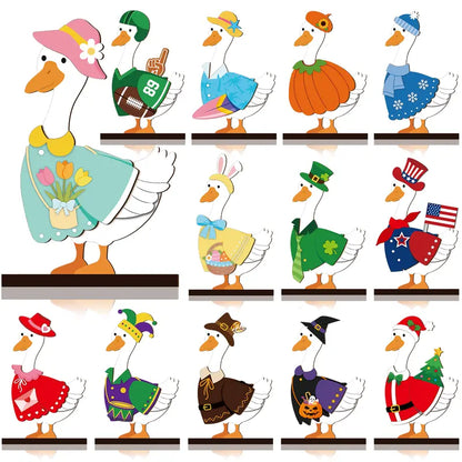 Cute Animal Wooden Sign – Interchangeable Seasonal Desk Decor with Magnetic Accessories