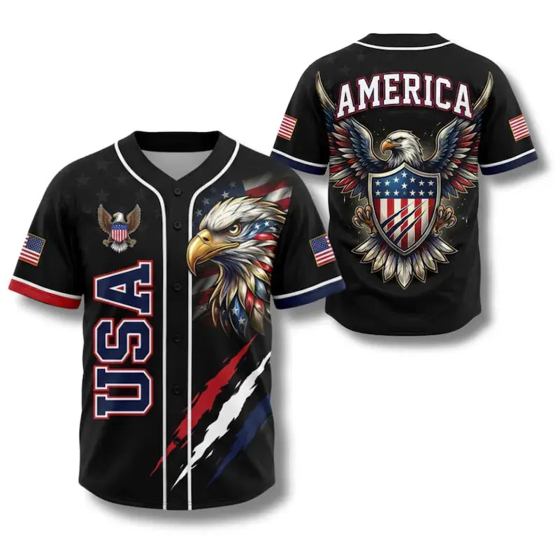 🦅USA 250th Anniversary Patriotic Baseball Jersey | Eagle Flag Shirt 1776-2026