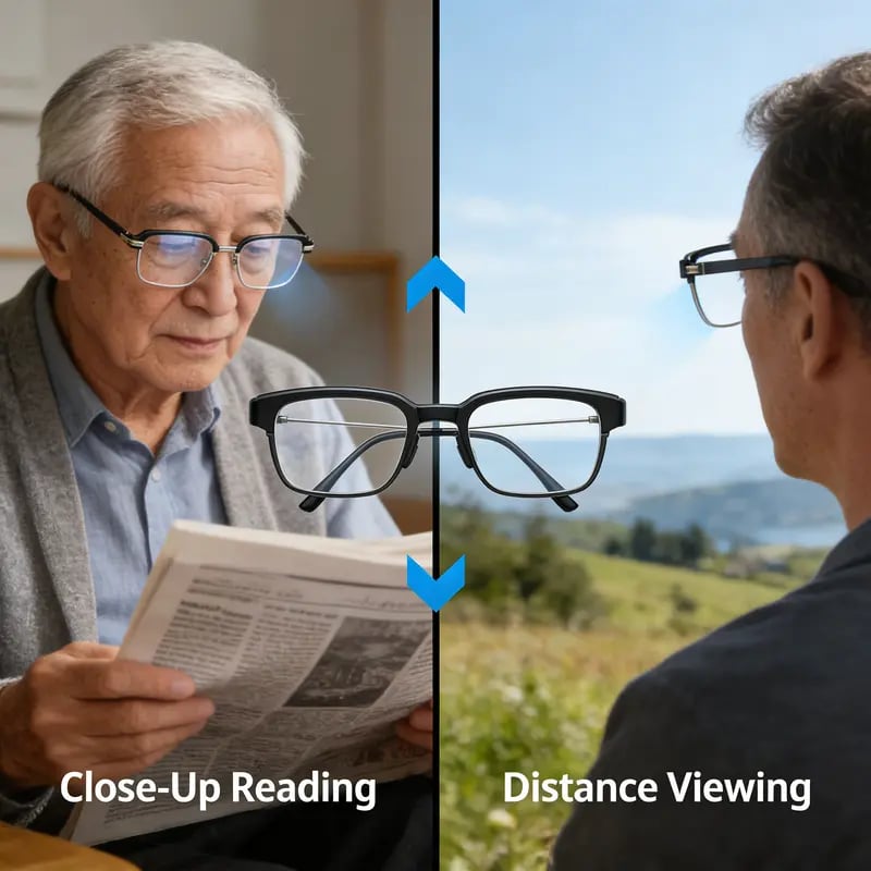 Smart Zoom Reading Glasses – Auto Adjust Focus & Blue Light Protection for All-Day Clear Vision