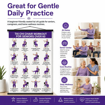 🔥LAST DAY 49% OFF🧘‍♀️☯Tai Chi Chair Workout Chart for Seniors (16 x 24 inches)
