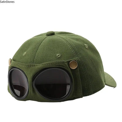 🧢 Korean-Style Pilot Cap – Curved Visor, Glasses-Ready