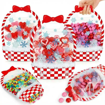 🎃25/50 PCS Halloween Goodie Bags with Handles, Pumpkin Specter Candy Gift Bags, Transparent Trick or Treat Party Favor Bags