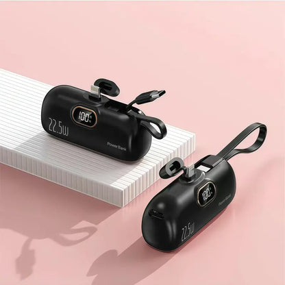 5000mAh Mini Fast-Charging Power Bank with Dual Ports & Digital Display