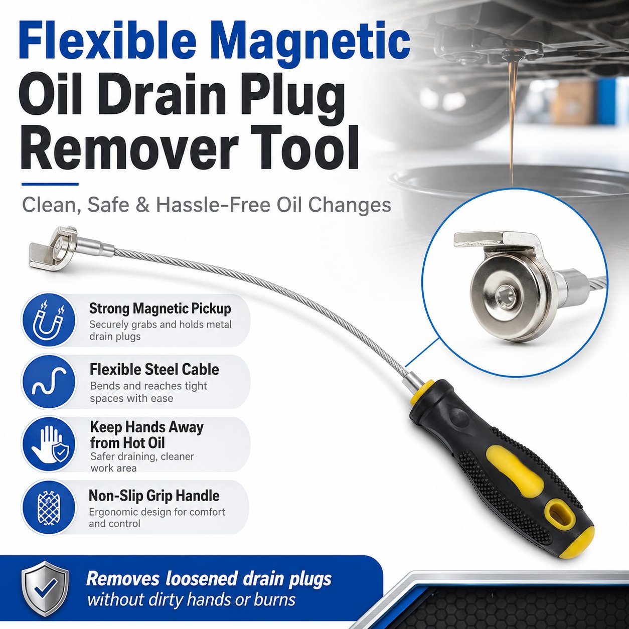 🔥HOT SALE 49% OFF✨Flexible Magnetic Oil Drain Plug Remover Tool