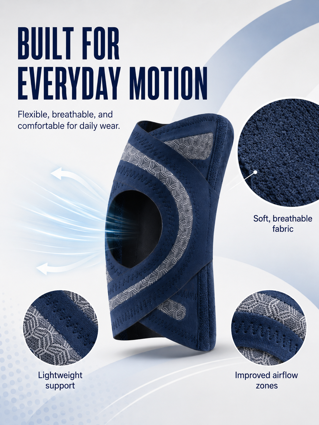 🦵 4-Spring Open-Patella Knee Brace – Adjustable Compression & Side Support