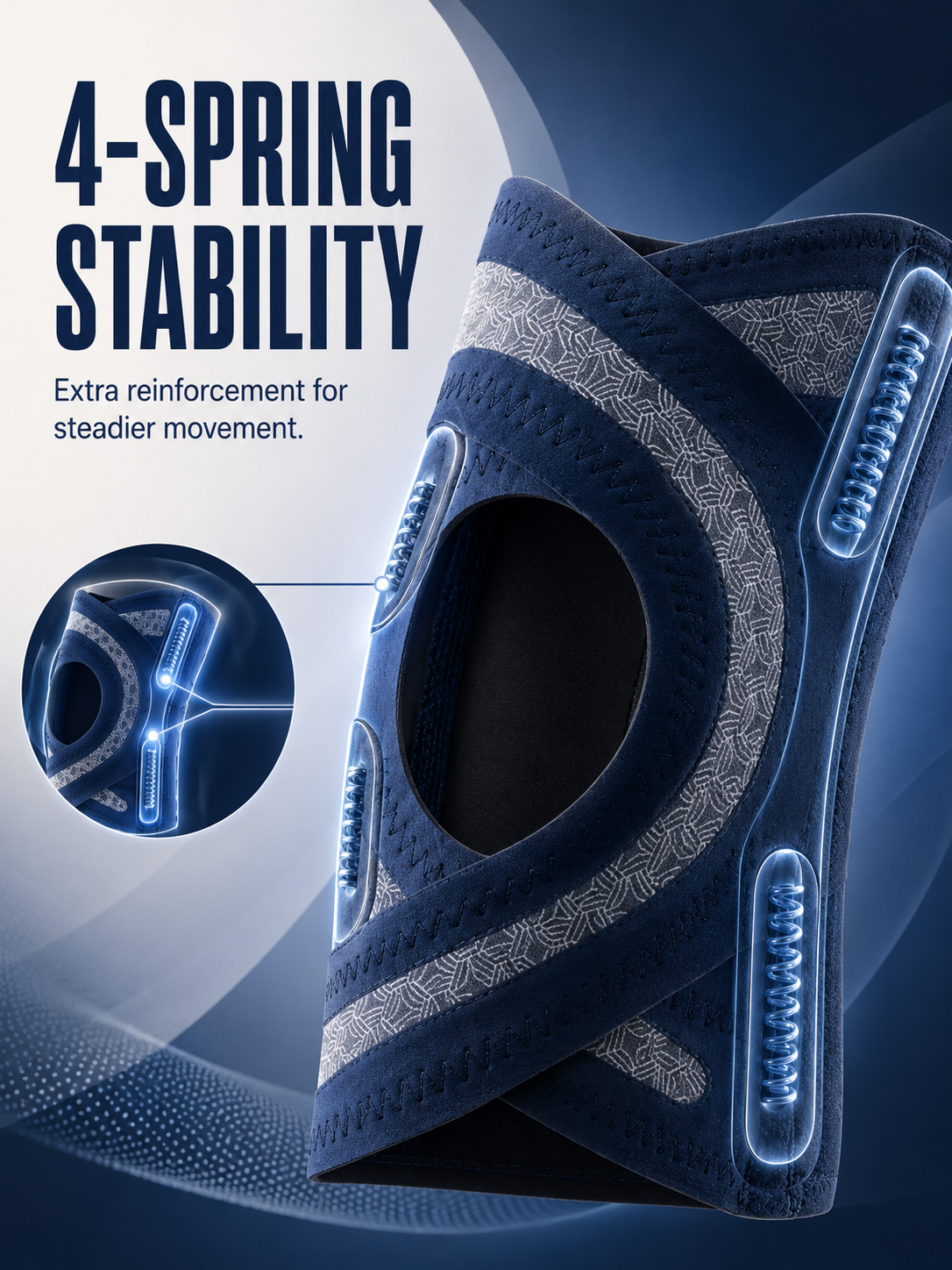 🦵 4-Spring Open-Patella Knee Brace – Adjustable Compression & Side Support