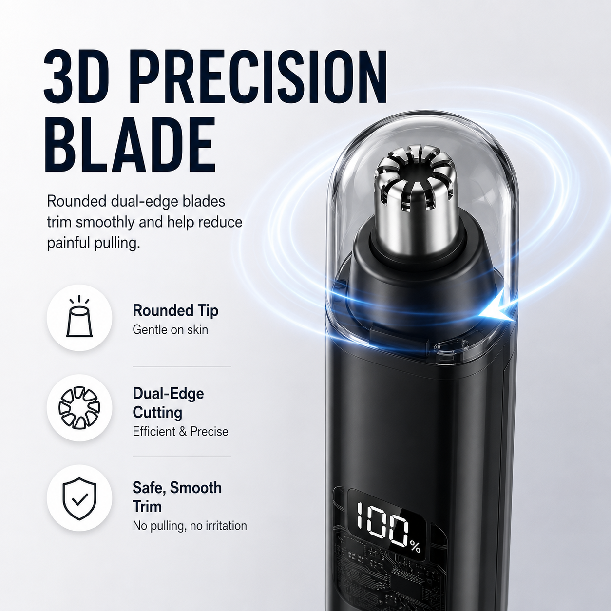 🔥 LAST DAY 50% OFF-🛠️Professional LED Display Nose Hair Trimmer