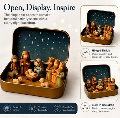 🔥Last Day 50% OFF - ✝️Religious Pocket-Size Mini Nativity Scene Set with Storage Box