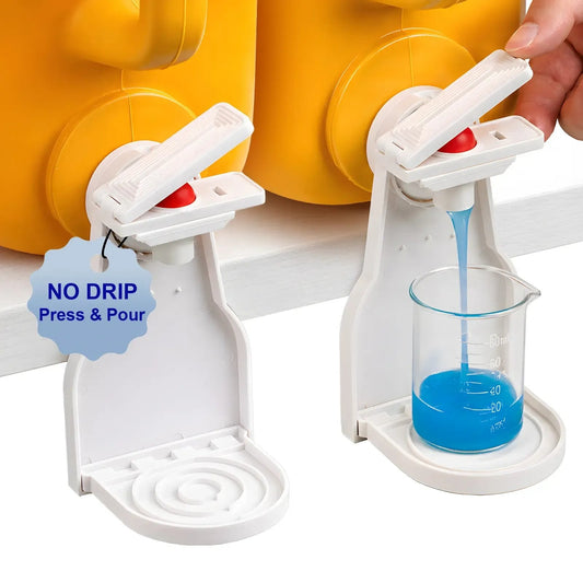 Laundry Detergent Dispenser Cup Holder | No-Drip, Easy Press, Built-In Tray