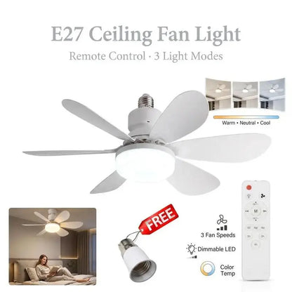 Modern Dimmable E27 LED Fan Light 