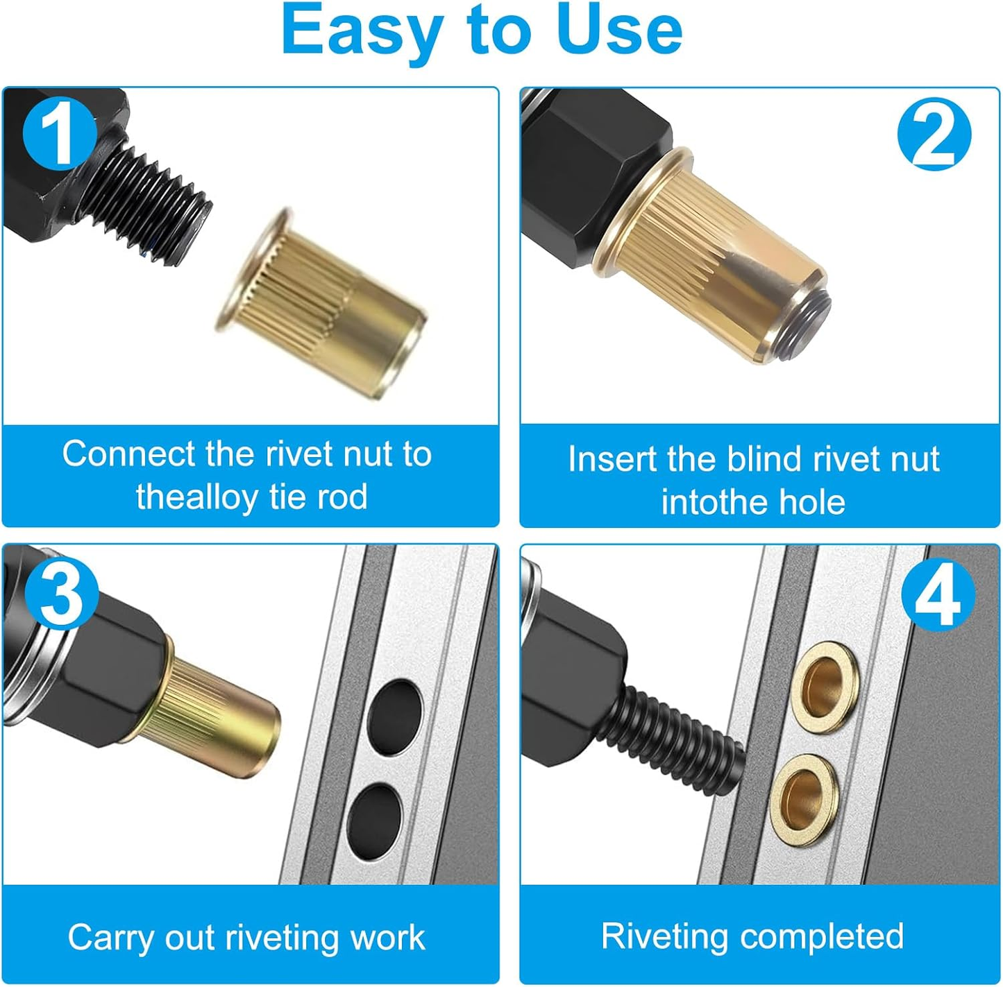 Heavy-Duty Rivet Nut Tool Kit – M3–M10 Set
