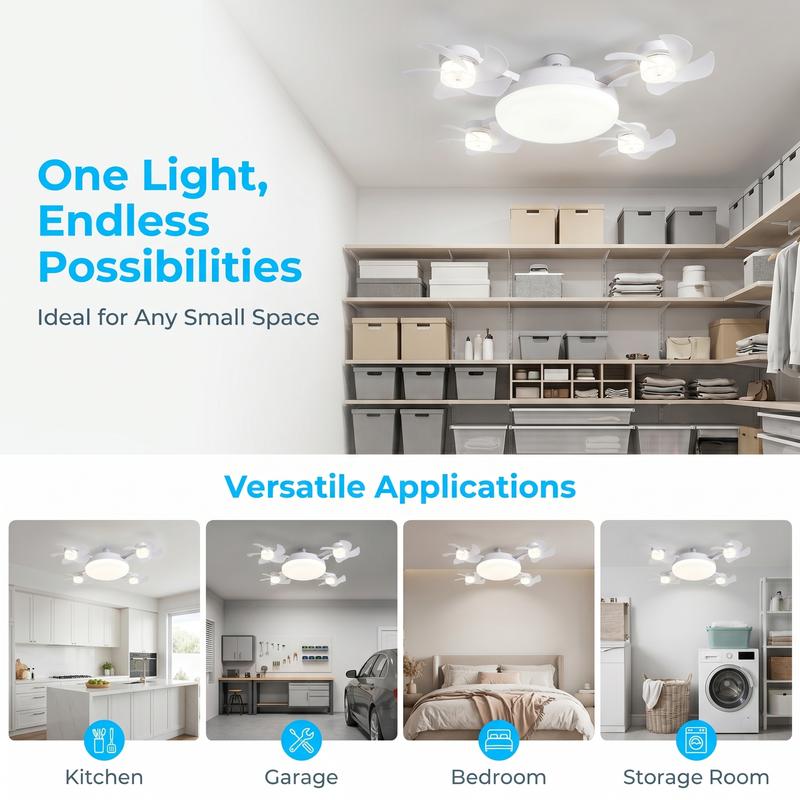🌼Ceiling Fan Light with Remote, Silent LED Fan & Light 2-in-1 for Bedroom