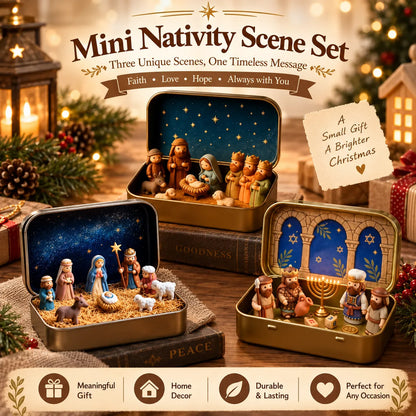 🔥Last Day 50% OFF - ✝️Religious Pocket-Size Mini Nativity Scene Set with Storage Box