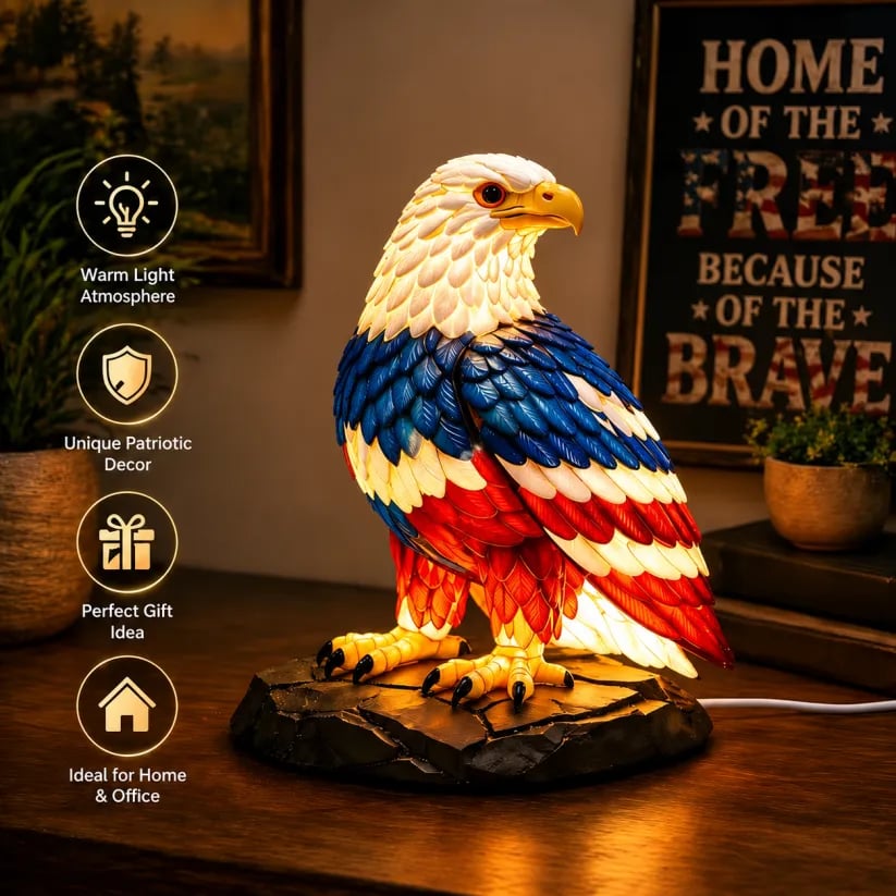 ⚡️Independence Day 49% OFF🦅🌙U.S. 250th Eagle Stained Glass Table Lamp✨