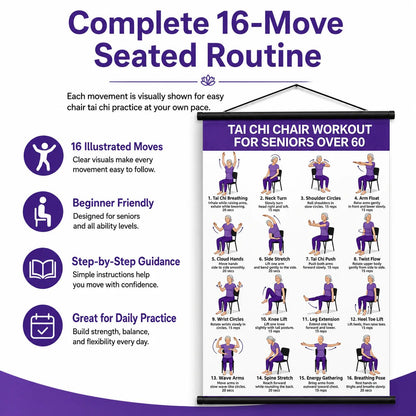 🔥LAST DAY 49% OFF🧘‍♀️☯Tai Chi Chair Workout Chart for Seniors (16 x 24 inches)