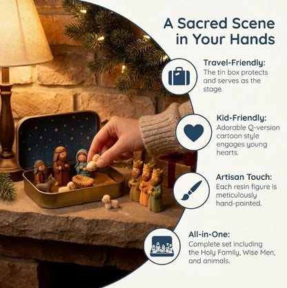 🔥Last Day 50% OFF - ✝️Religious Pocket-Size Mini Nativity Scene Set with Storage Box