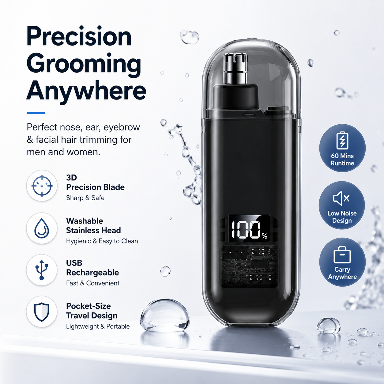 🔥 LAST DAY 50% OFF-🛠️Professional LED Display Nose Hair Trimmer