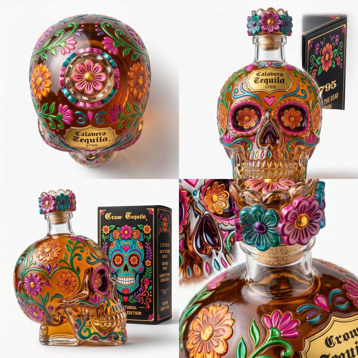 🔥HOT SALE 49% OFF - Day of the Dead Limited Edition Tequila Bottle & Goblet – Limited Edition Art Glass