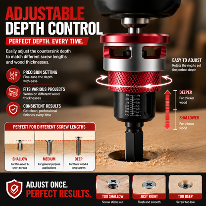 ⚙️ Precision Countersink Drill Bit Set – M2 HSS, 4PCS, Depth-Adjustable, Wood/Plastic Ready