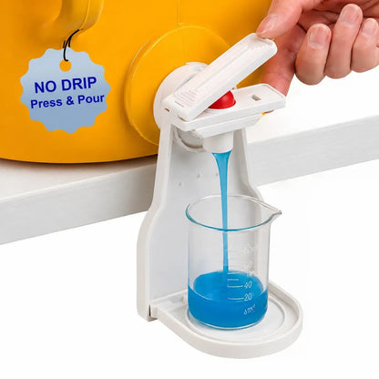 Laundry Detergent Dispenser Cup Holder | No-Drip, Easy Press, Built-In Tray
