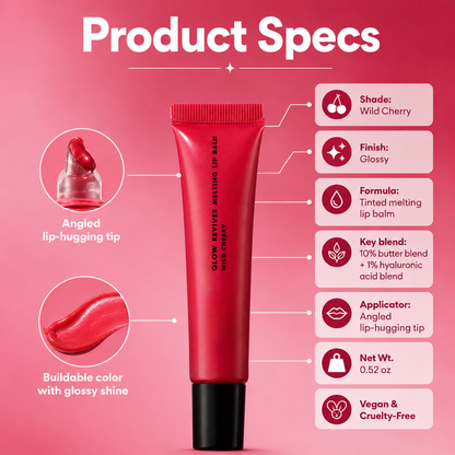 💋 Buy 1 Get 1 Free-Glow Reviver Melting Lip Balm – Tinted, Hydrating, Vegan & Glossy Finish