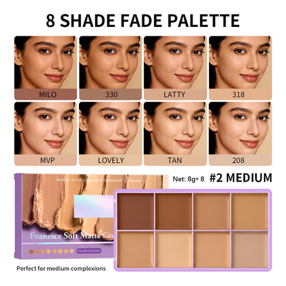 🎨 8-Color Matte Concealer Palette – Waterproof, Full-Coverage for Correction, Contour & Tattoo Cover ✨