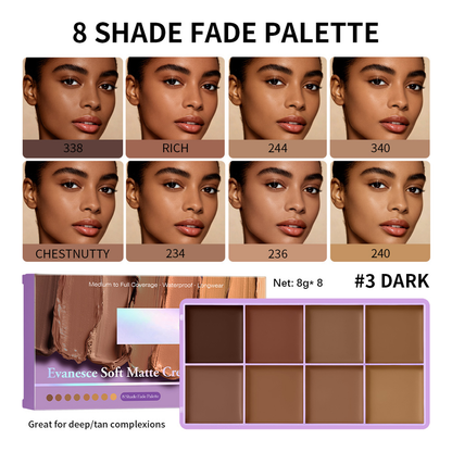🎨 8-Color Matte Concealer Palette – Waterproof, Full-Coverage for Correction, Contour & Tattoo Cover ✨