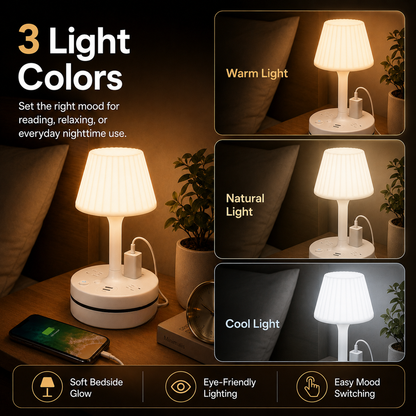 💡 Bedside Lamp + Charging Station – Light & Power in One